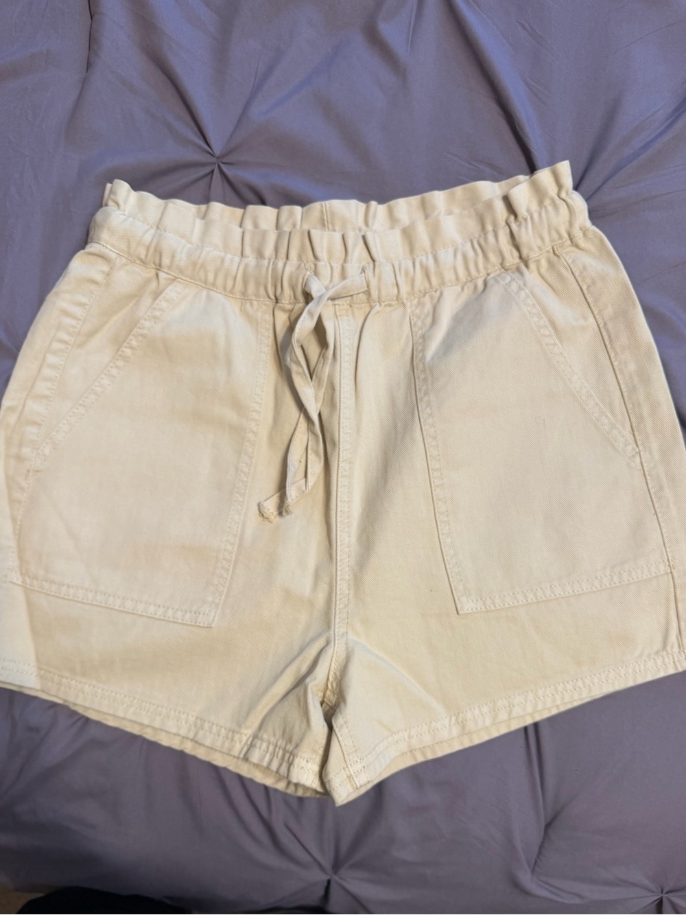 Women’s Wish List Drawstring Paperbag Waist Shorts - Cream